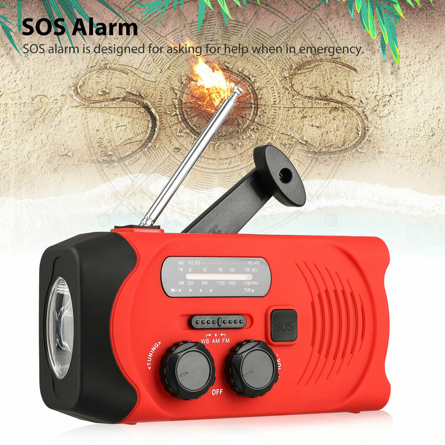 2000mAh Emergency LED Radio Solar Hand Crank AM/FM/NOAA Flashlight Phone Charger