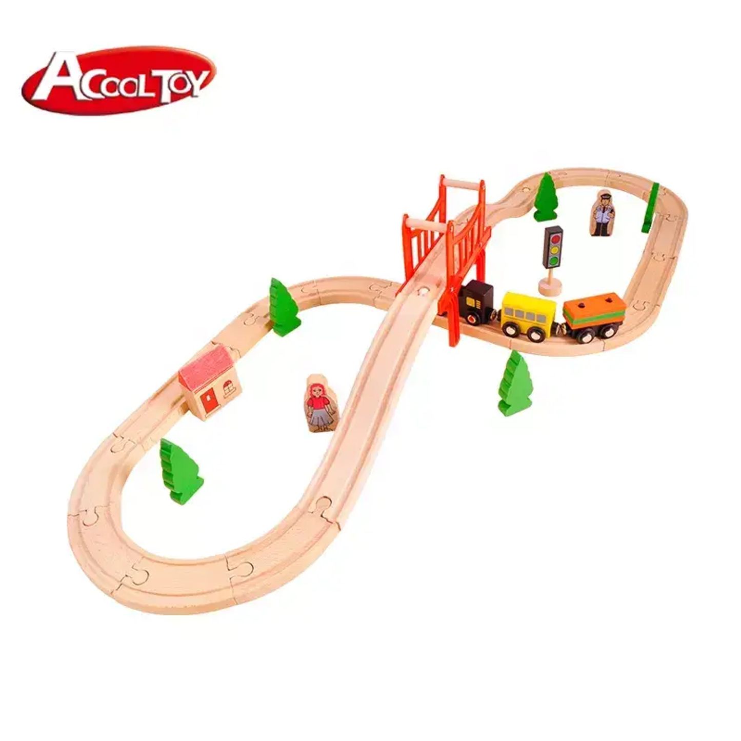 "8" Layout WOODEN TACK TRAIN SET