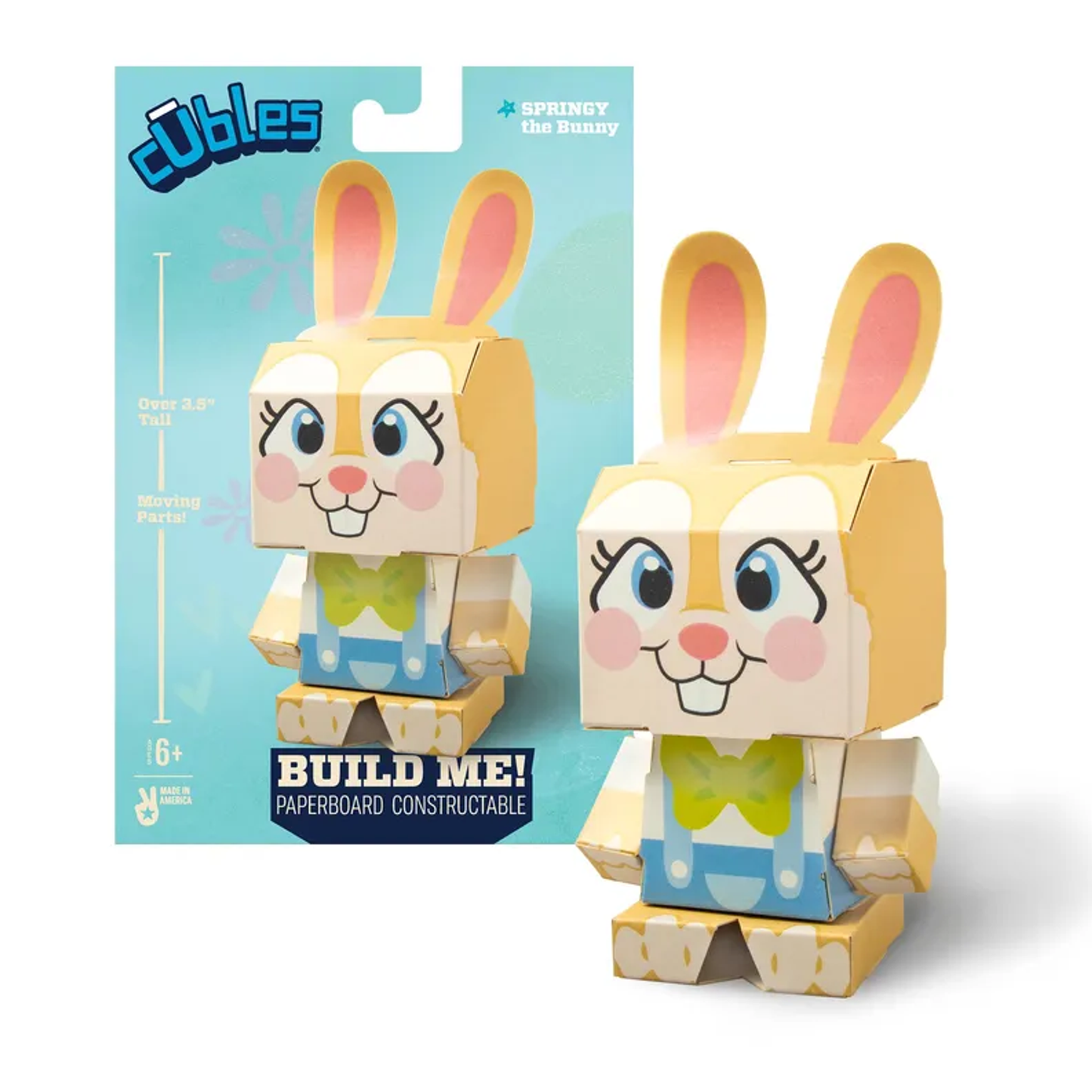 CUBLES 2022 Springy the Easter Bunny 3D Paperboard Constructable | Build-Your-Own, Ages 6 and Up  - 100% Recyclable