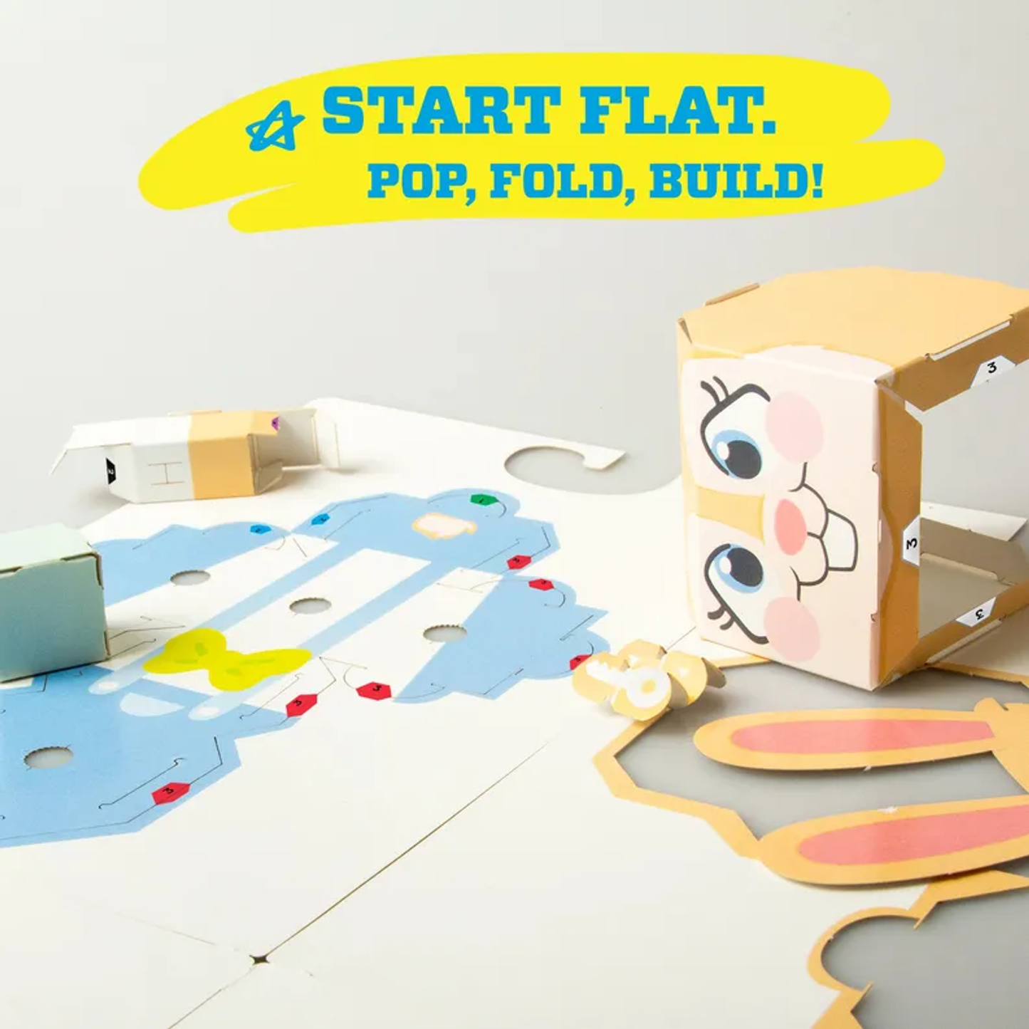 CUBLES 2022 Springy the Easter Bunny 3D Paperboard Constructable | Build-Your-Own, Ages 6 and Up  - 100% Recyclable