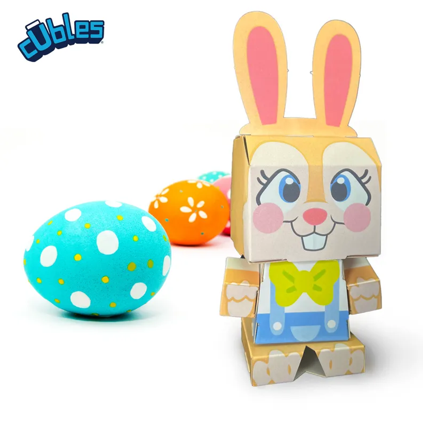 CUBLES 2022 Springy the Easter Bunny 3D Paperboard Constructable | Build-Your-Own, Ages 6 and Up  - 100% Recyclable