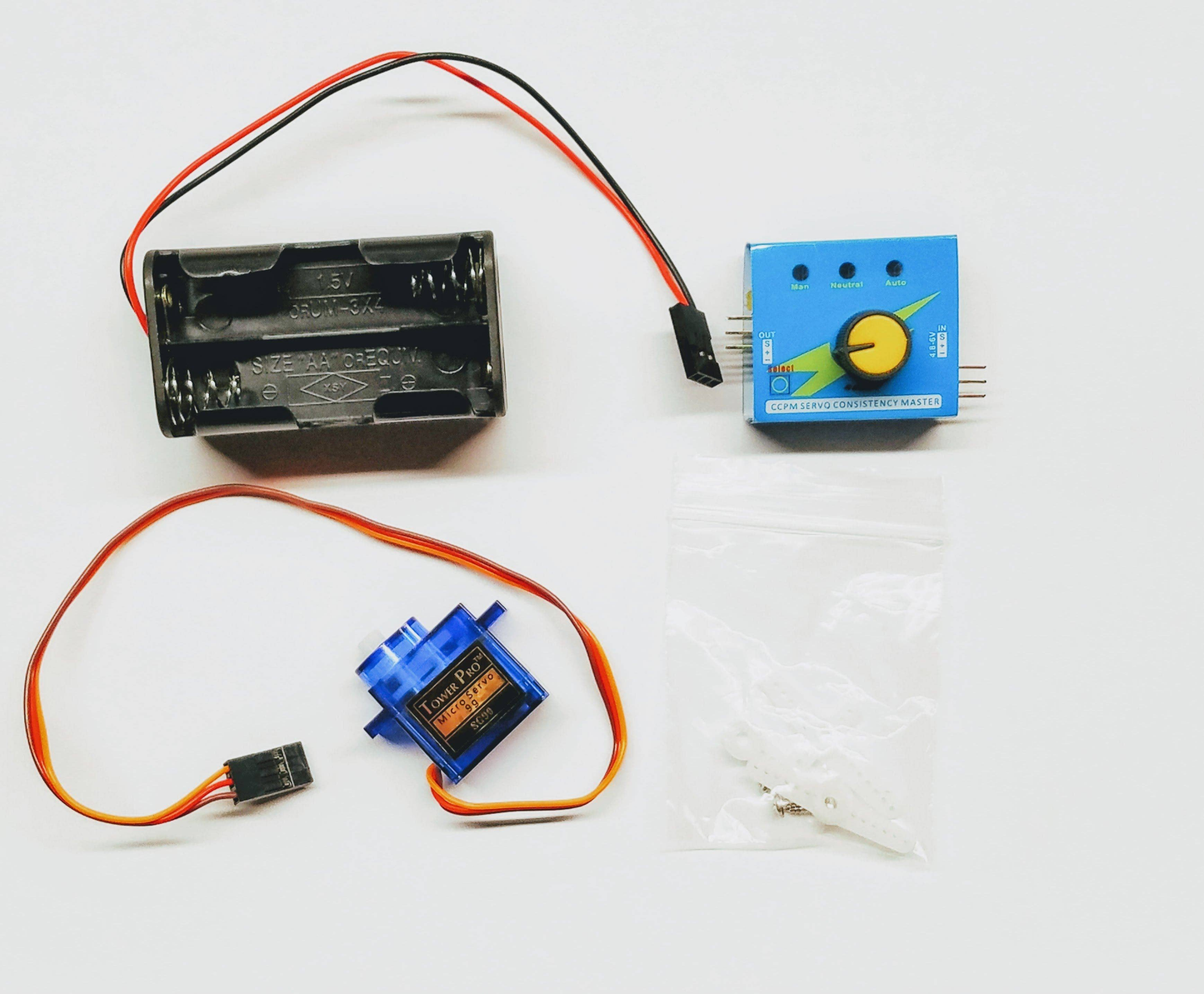 Servo Tester Kit: Single Servo Motor With Battery Holder