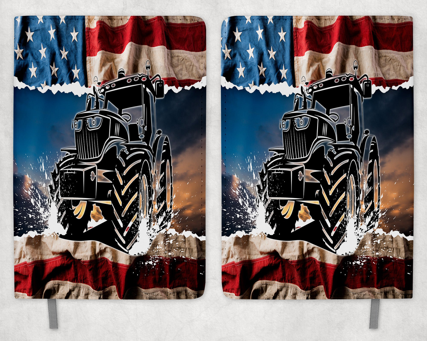 American Flag Tractor  Printed 8 Inch  A-5 Journal