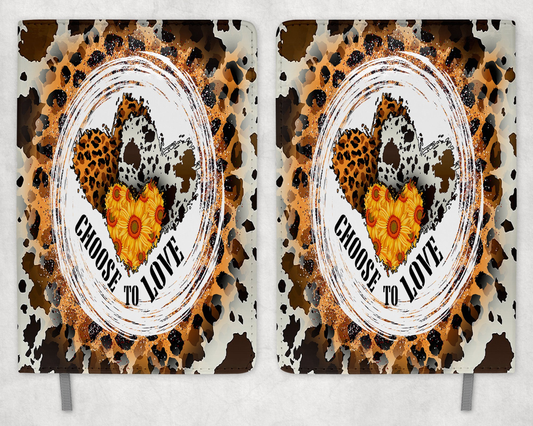 Western faux cowhide Hearts  Printed 8 Inch  A-5 Journal