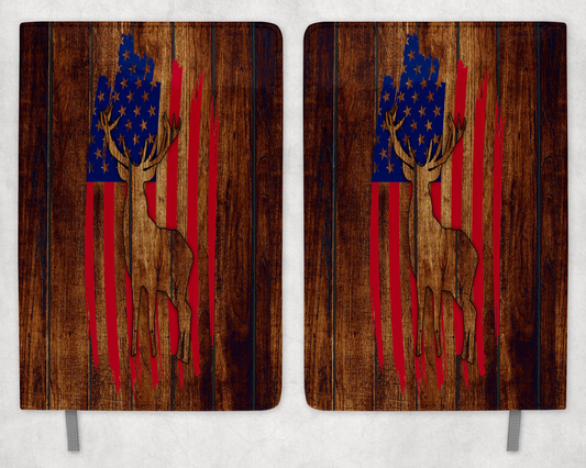 American Flag Deer Printed 8 Inch  A-5 Journal