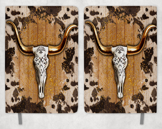 Western Bull Skull  Printed 8 Inch  A-5 Journal