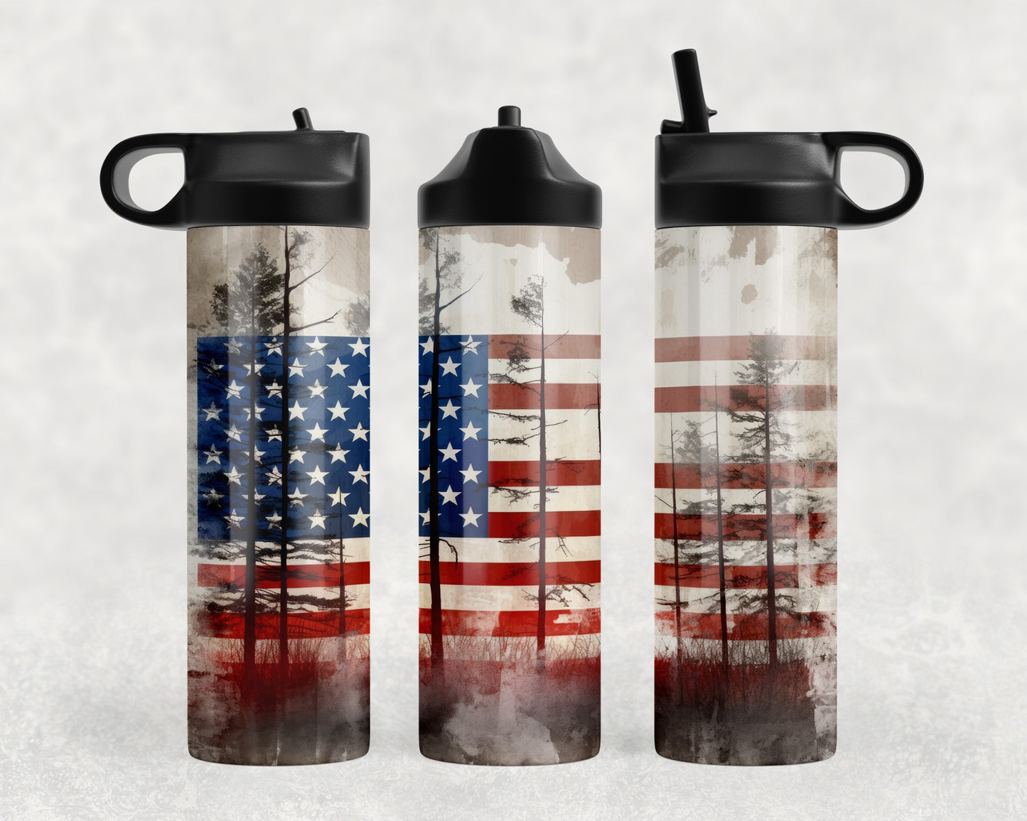 American Flag Steel Water Bottle