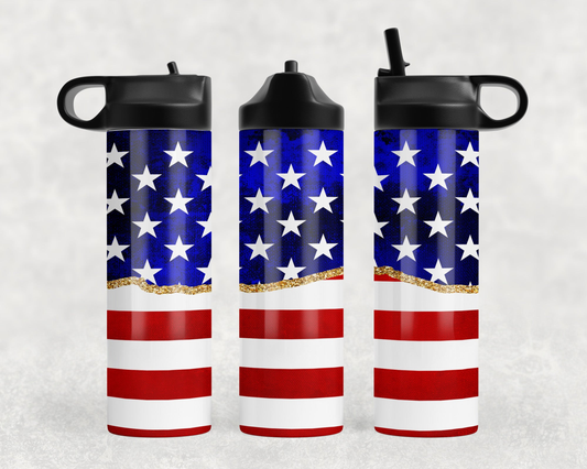 American Flag Steel Water Bottle