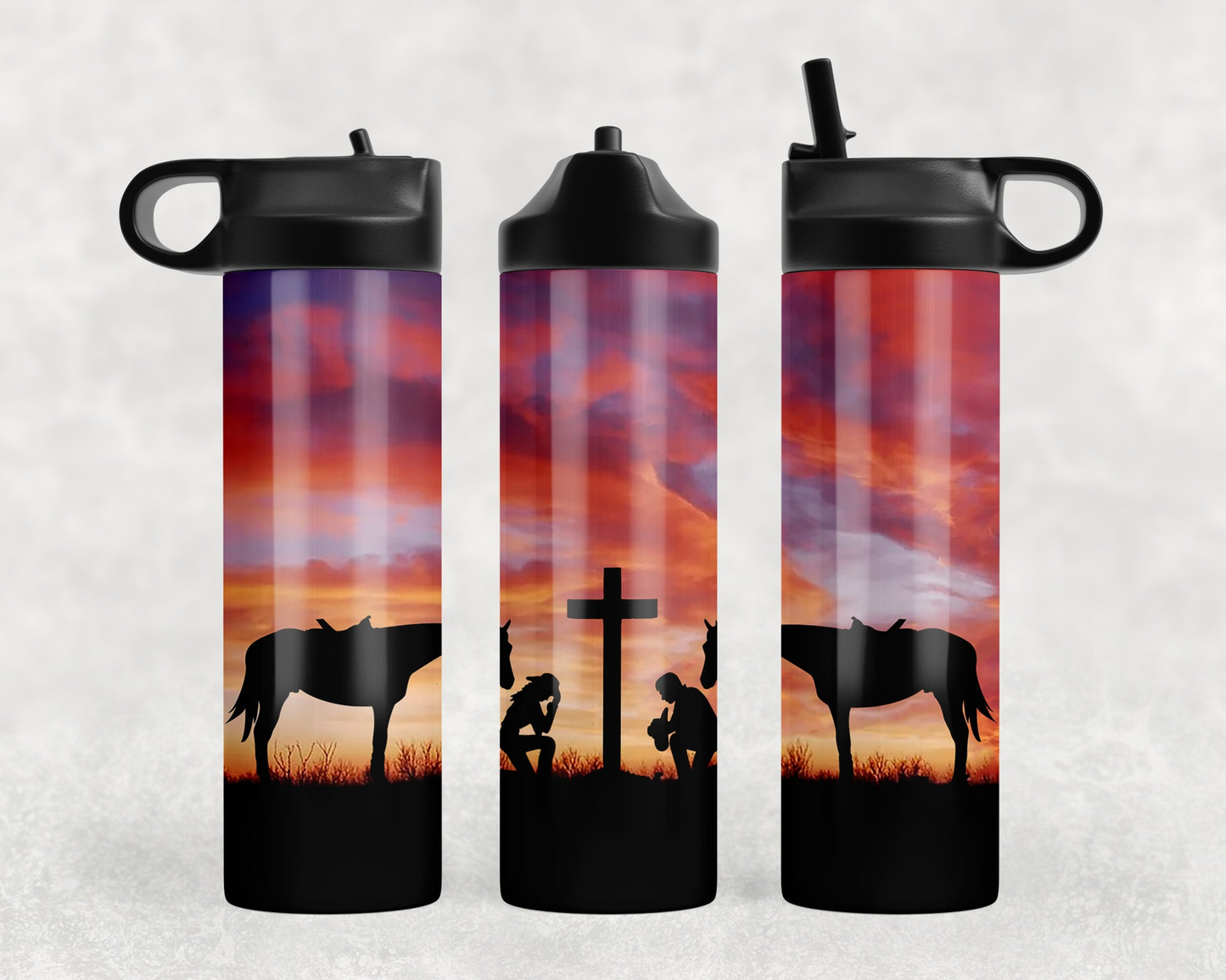 Western Sunset Prayers Steel Water Bottle