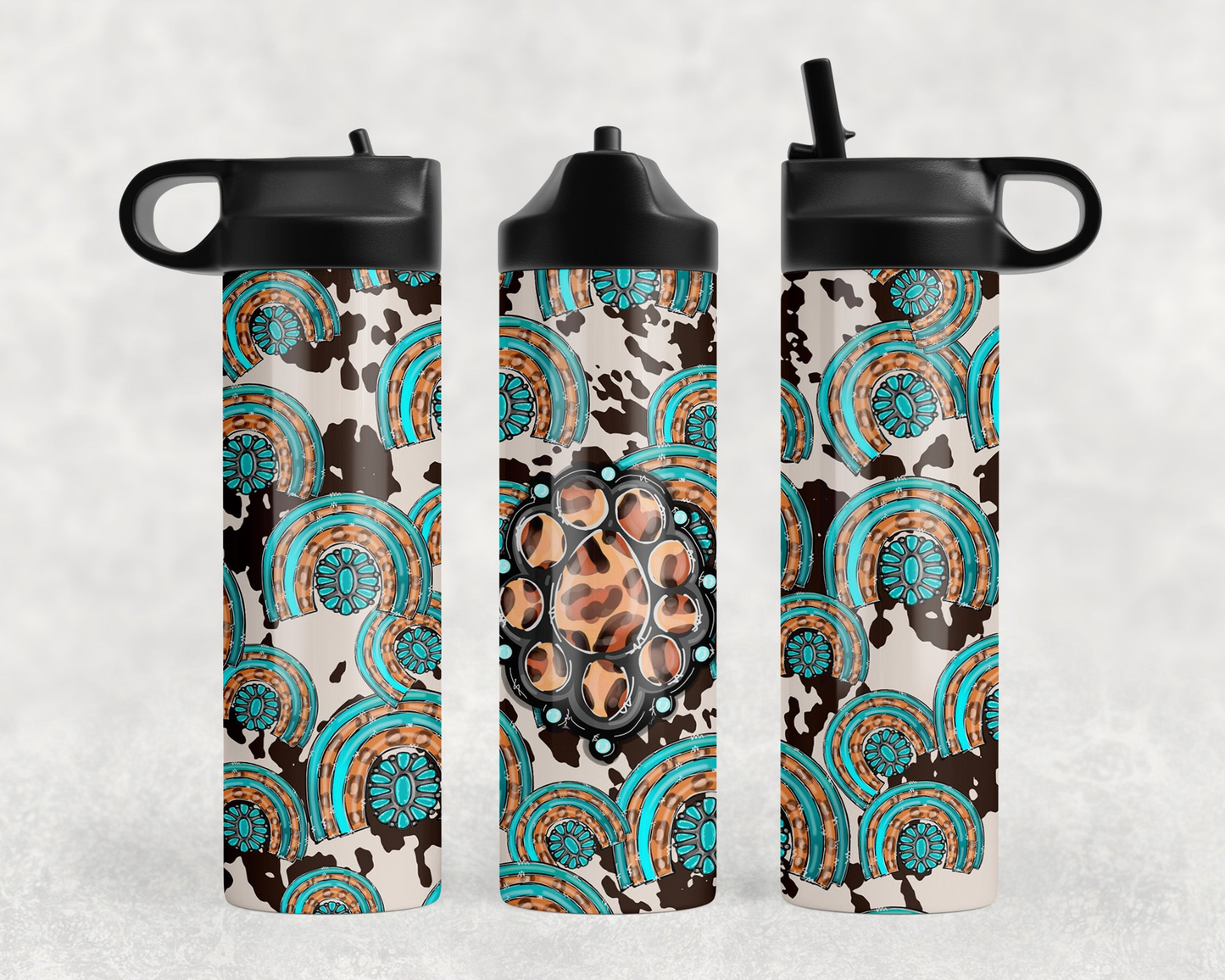 Western Rainbow Concho Steel Water Bottle