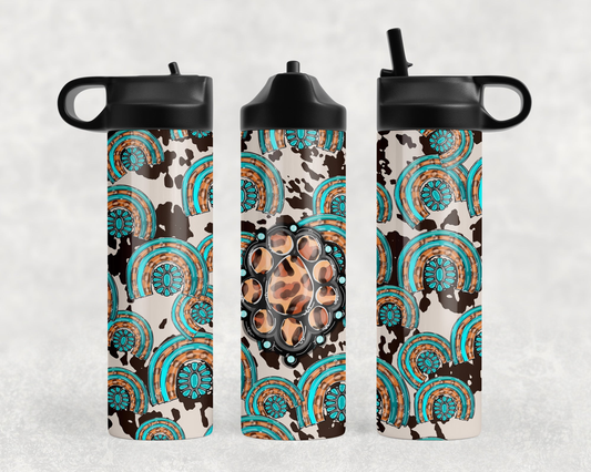 Western Rainbow Concho Steel Water Bottle