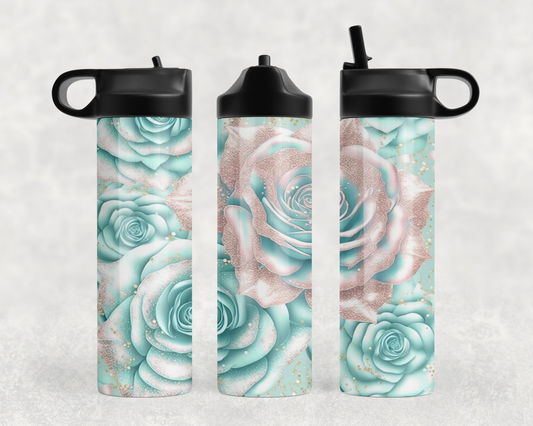 Blue Roses Steel Water Bottle