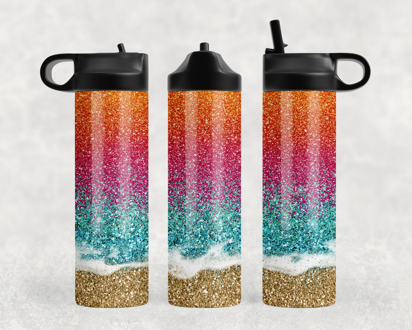 Beach faux glitter Steel Water Bottle