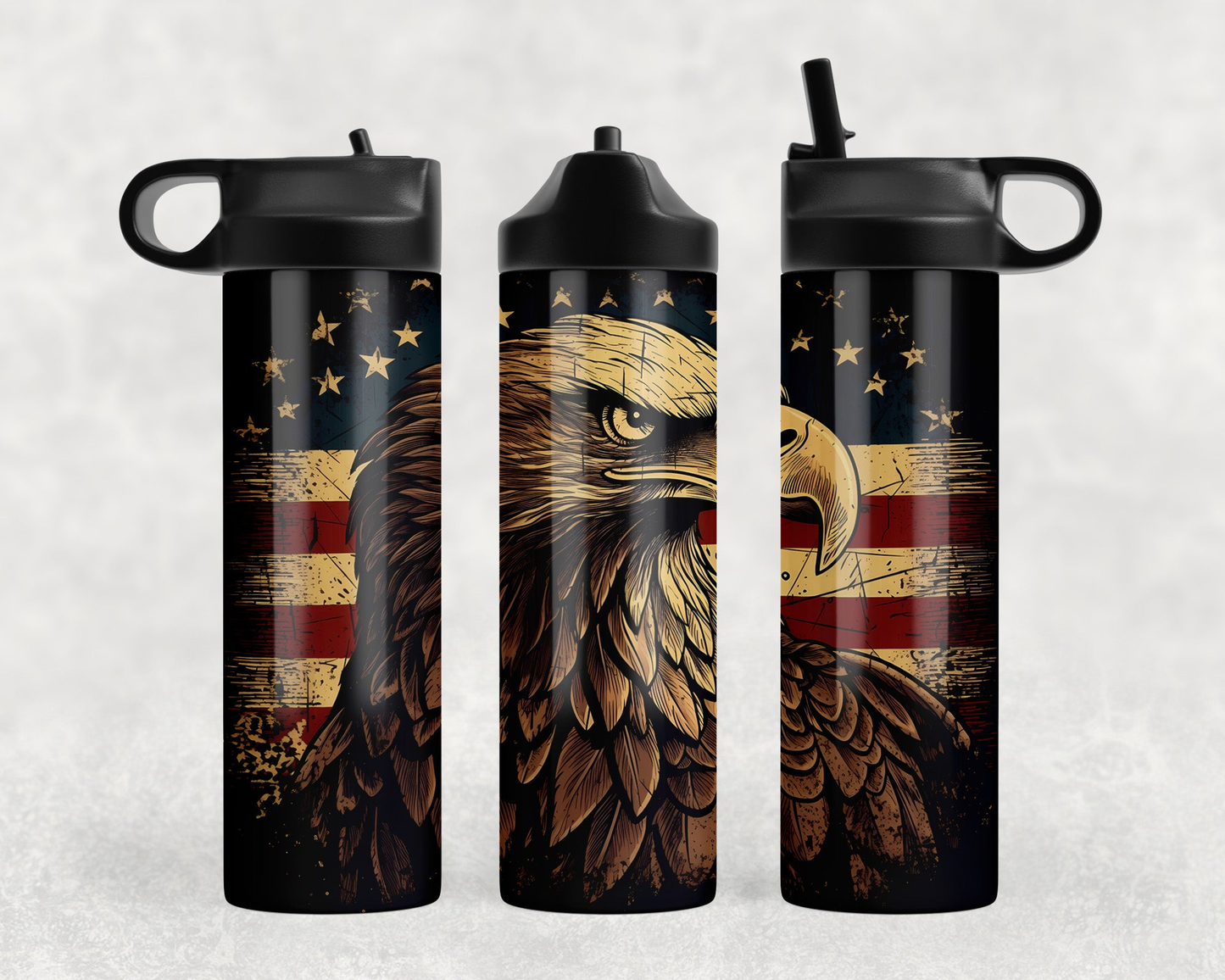 American Flag Eagle Steel Water Bottle