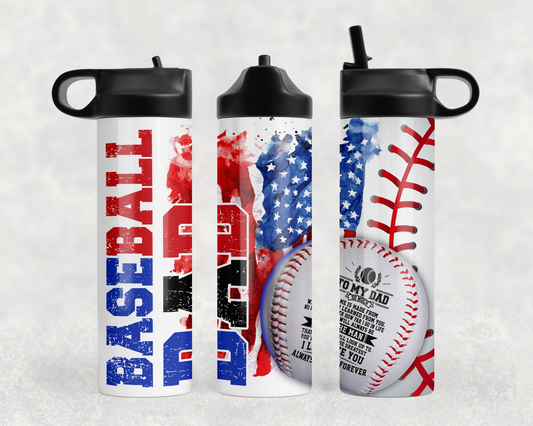 Baseball Dad Steel Water Bottle