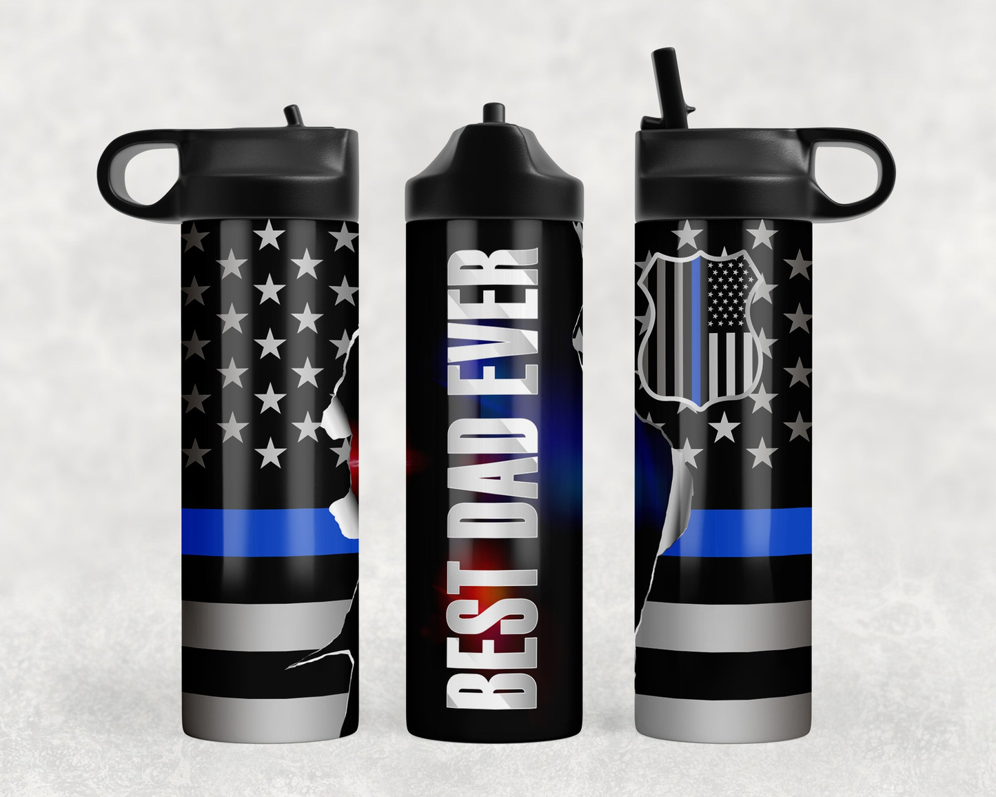 Best Dad Ever law Enforcement Steel Water Bottle