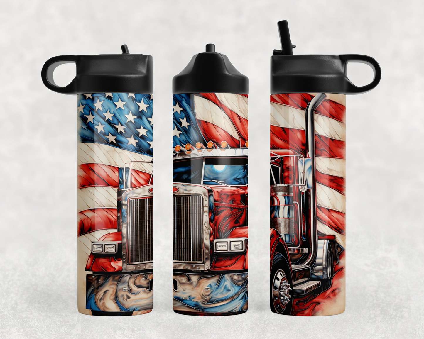 American Flag Semi Steel Water Bottle