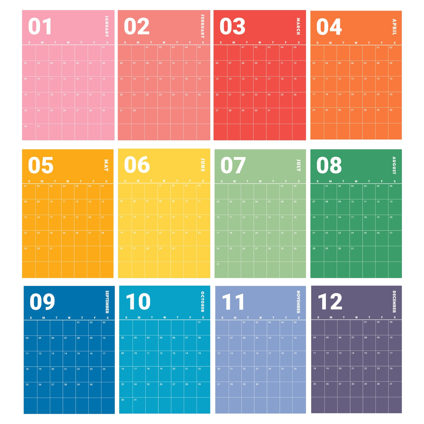 Rainbow Wall Planner