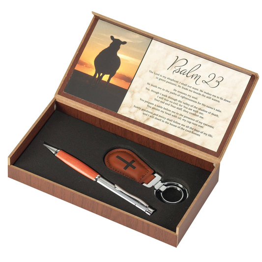 Pen & Key Set Psalm 23 With Cross