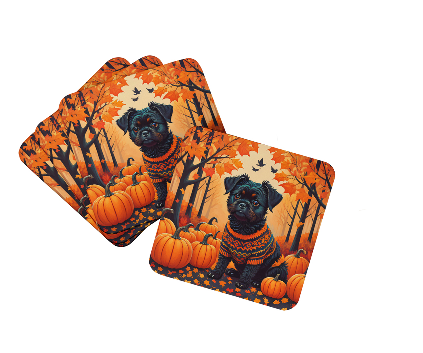 Affenpinscher Fall Foam Coasters