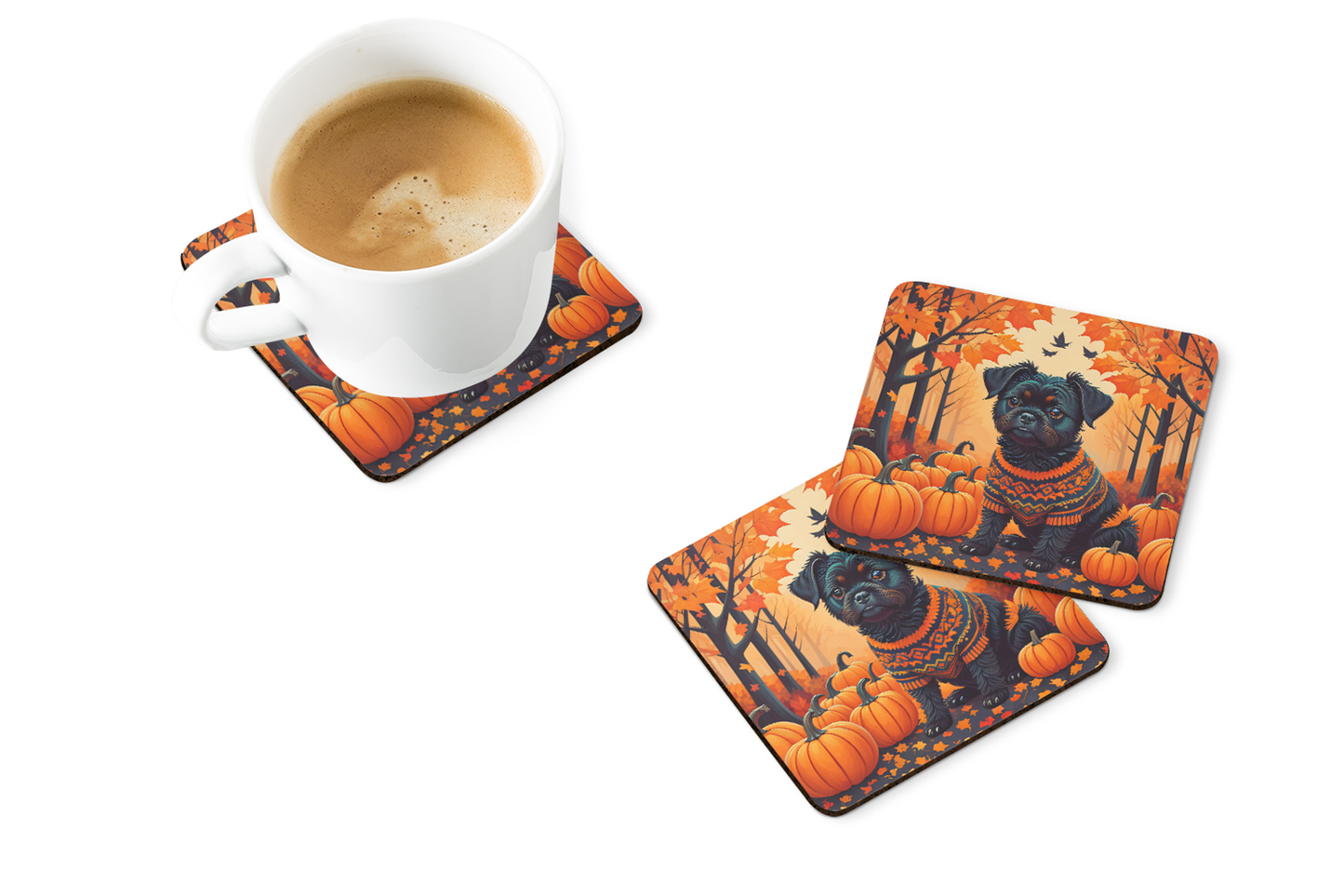 Affenpinscher Fall Foam Coasters