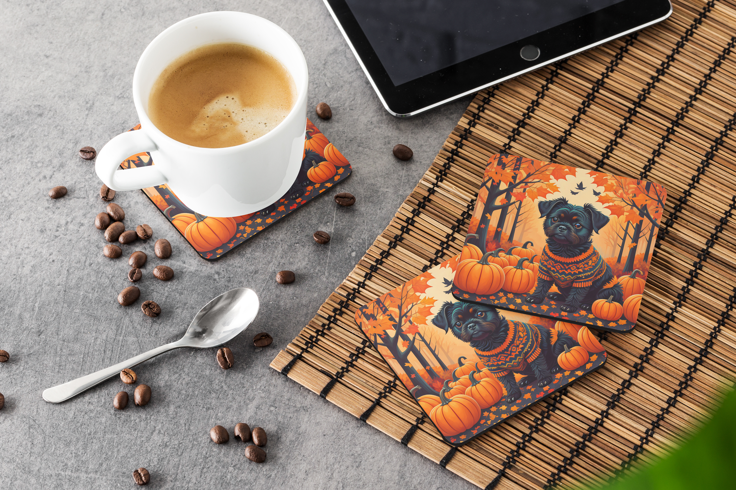 Affenpinscher Fall Foam Coasters