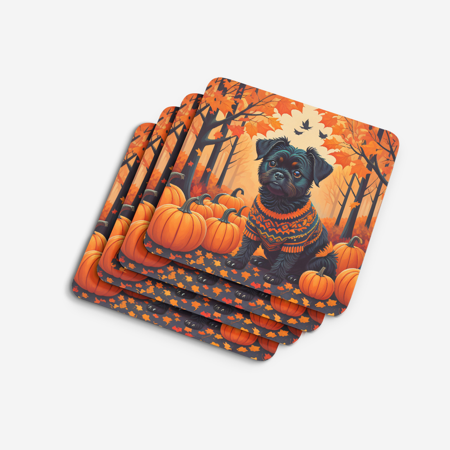 Affenpinscher Fall Foam Coasters