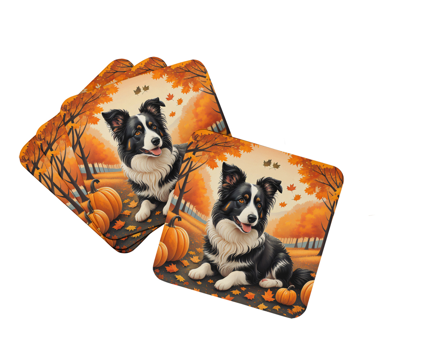 Bichon Frise Fall Foam Coasters