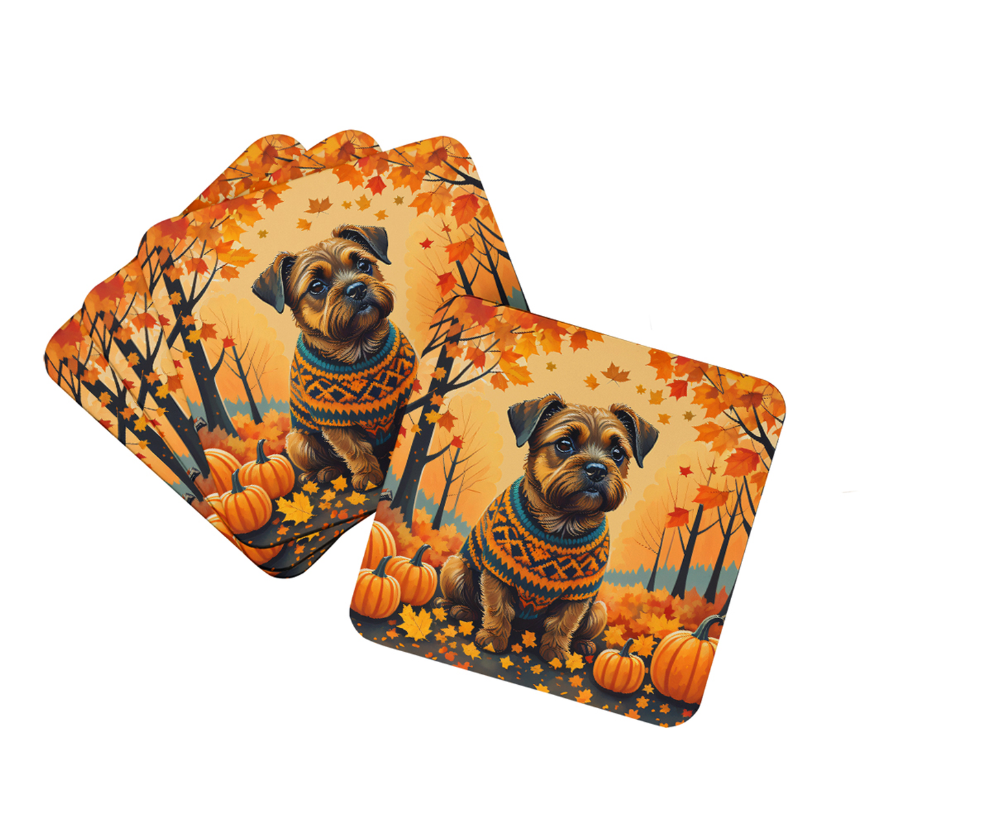 Bichon Frise Fall Foam Coasters