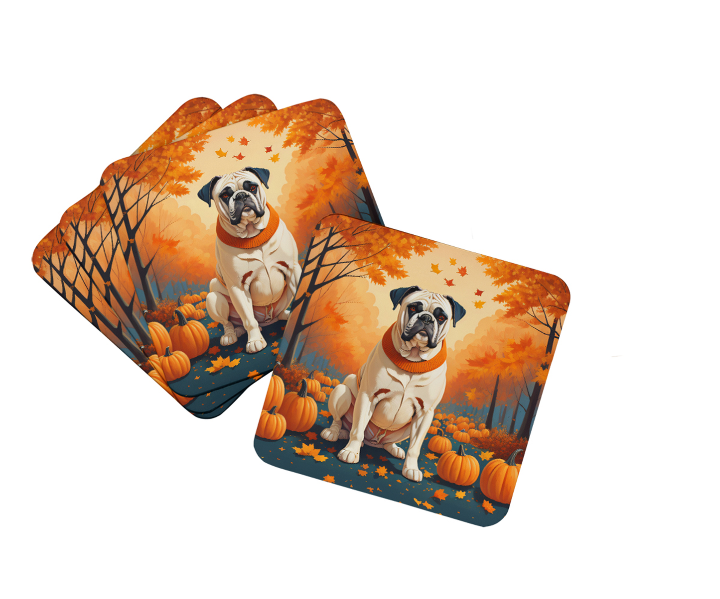 Bichon Frise Fall Foam Coasters