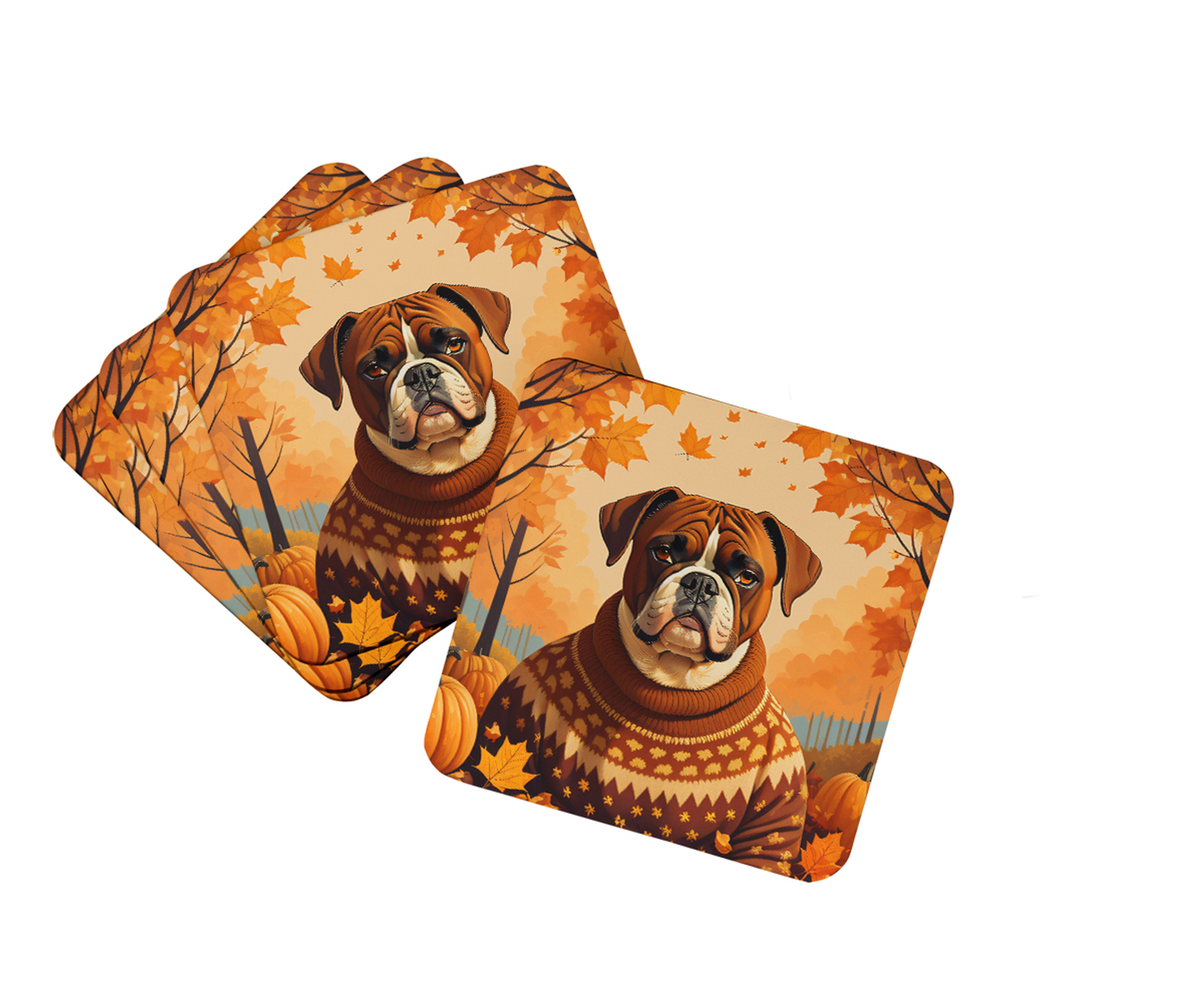 Bichon Frise Fall Foam Coasters