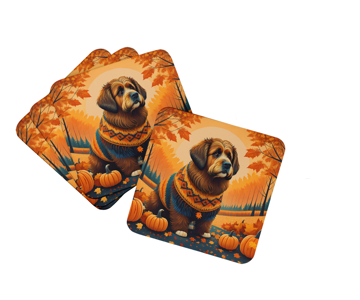 Bichon Frise Fall Foam Coasters