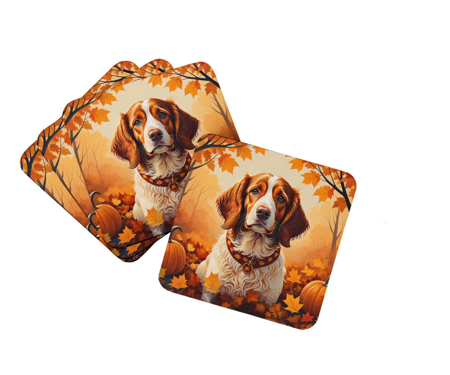 Bichon Frise Fall Foam Coasters