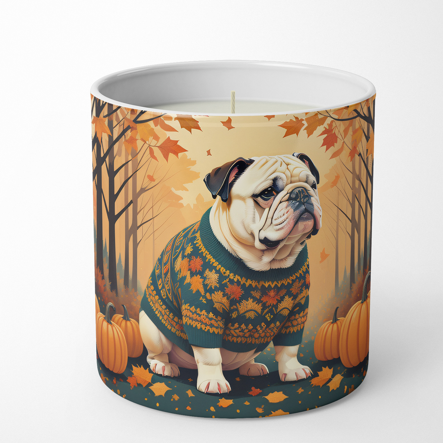 White English Bulldog Fall Foam Coasters