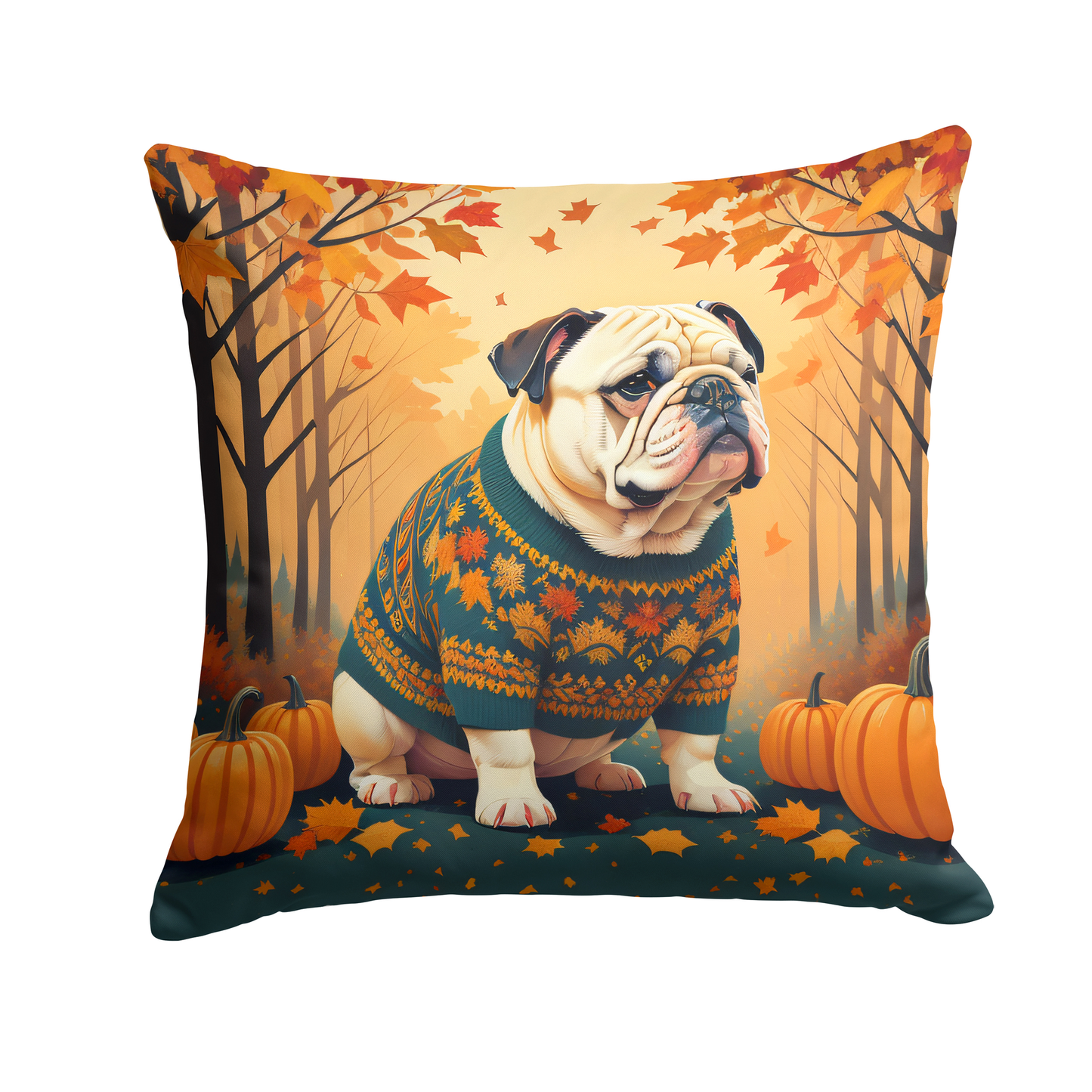 White English Bulldog Fall Foam Coasters