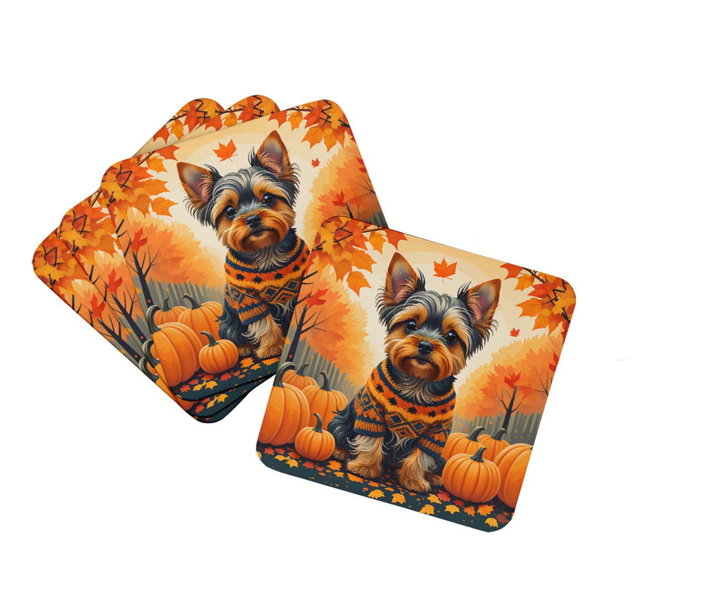 Westie Fall Foam Coasters