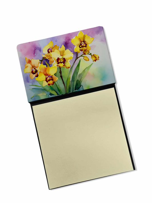 Orchids in Watercolor Sticky Note Holder