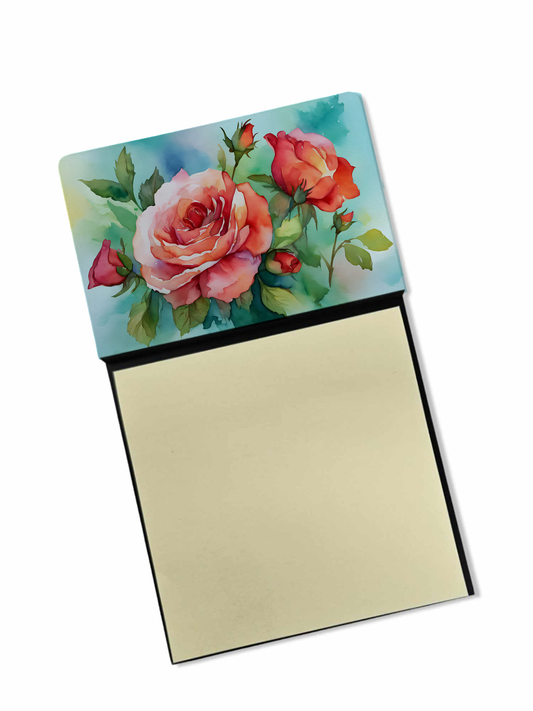 Oklahoma Roses in Watercolor Sticky Note Holder