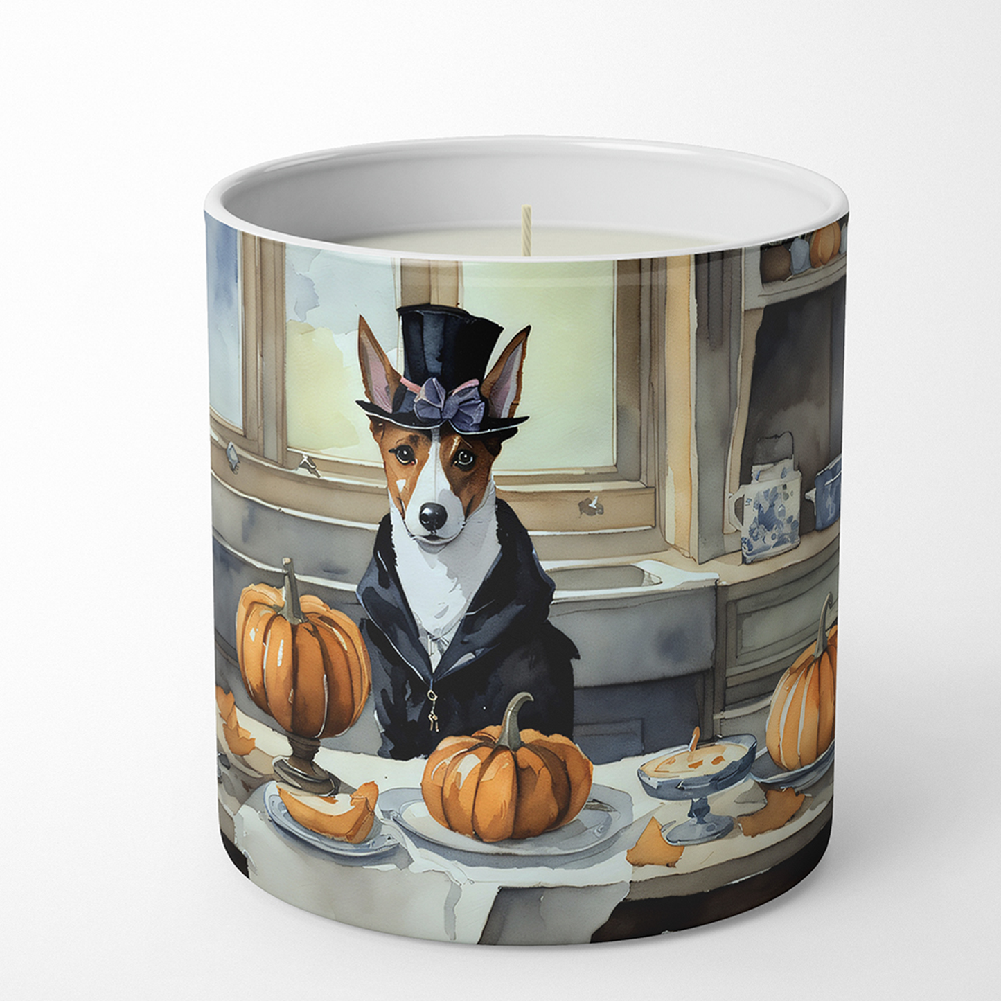 Basenji Fall Kitchen Pumpkins Decorative Soy Candle