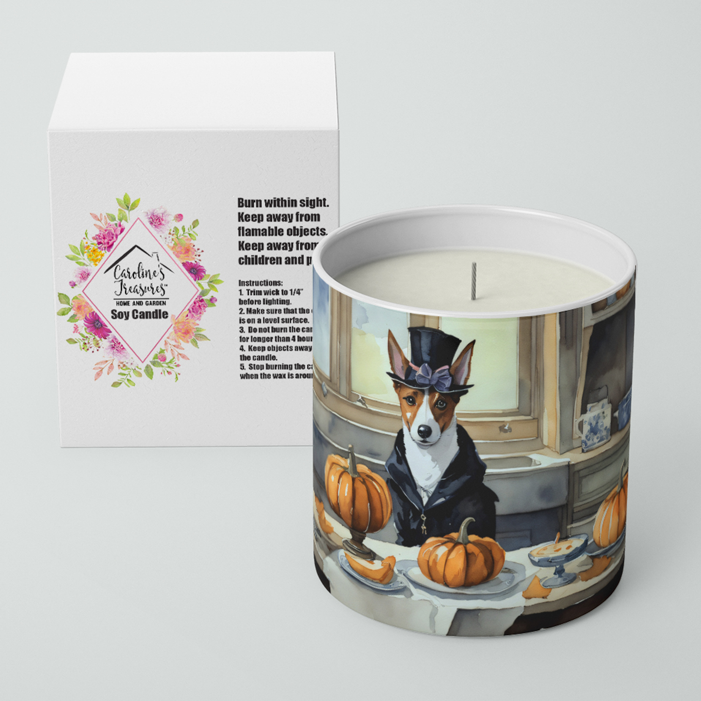 Basenji Fall Kitchen Pumpkins Decorative Soy Candle