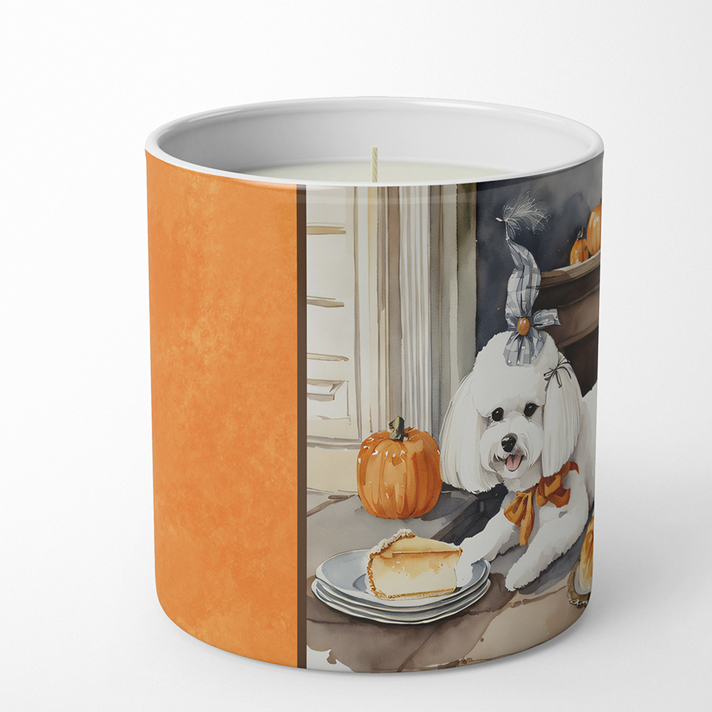 Bichon Frise Fall Kitchen Pumpkins Decorative Soy Candle