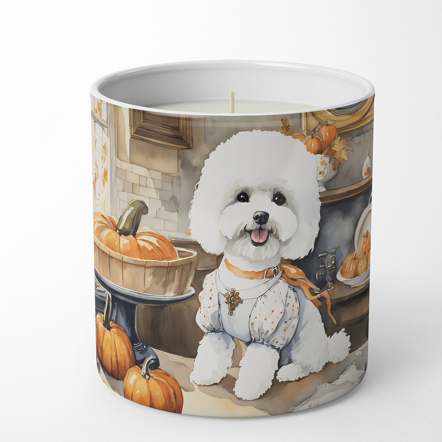 Bichon Frise Fall Kitchen Pumpkins Decorative Soy Candle