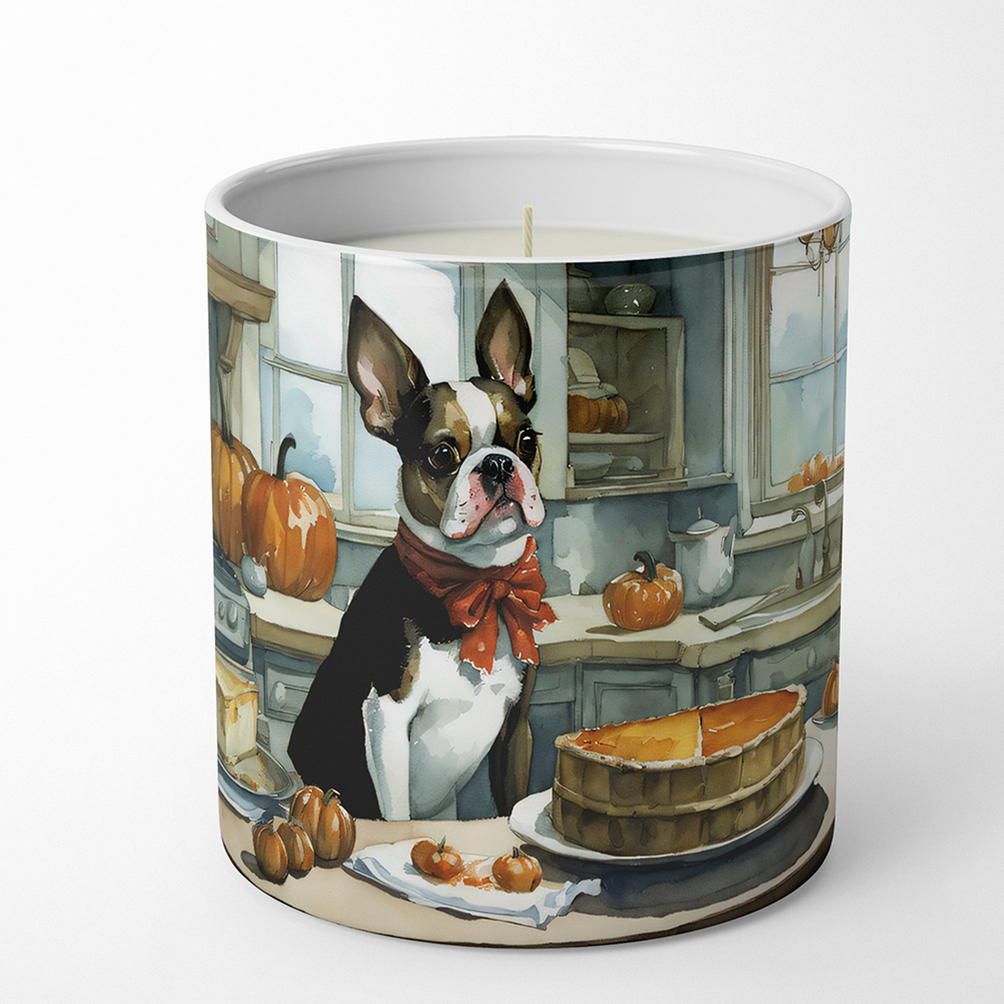 Bichon Frise Fall Kitchen Pumpkins Decorative Soy Candle