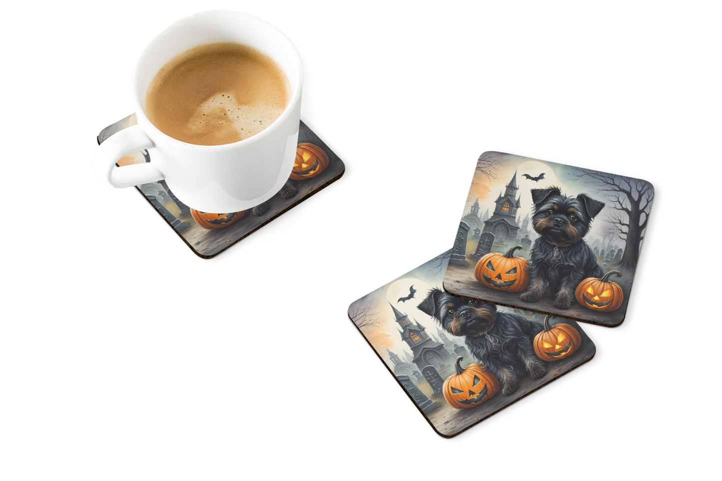 Affenpinscher Spooky Halloween Foam Coasters