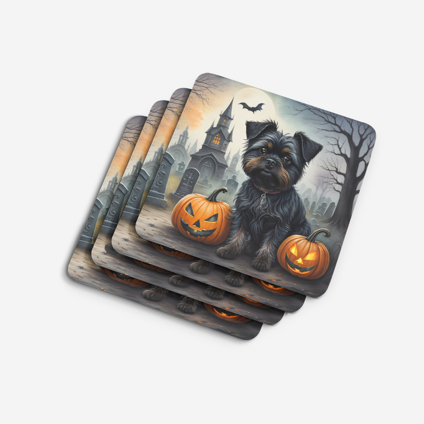 Affenpinscher Spooky Halloween Foam Coasters