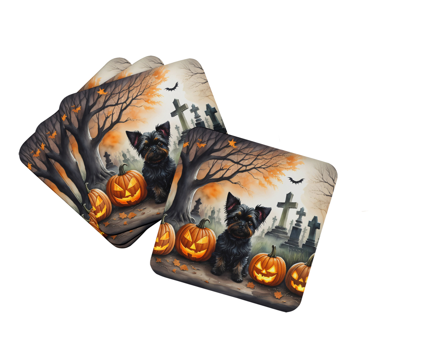 Affenpinscher Spooky Halloween Foam Coasters