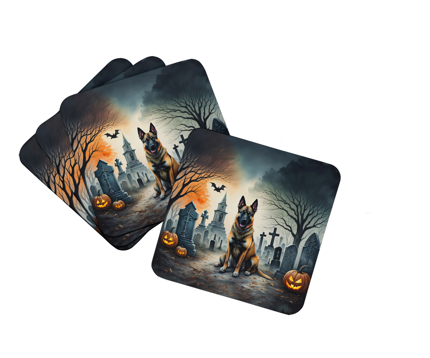 Basset Hound Spooky Halloween Foam Coasters