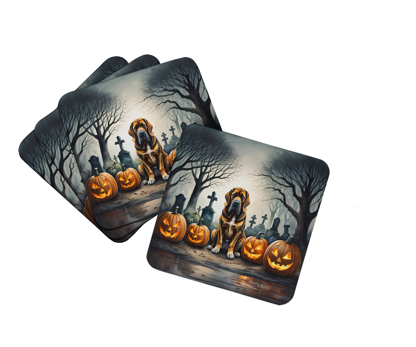 Basset Hound Spooky Halloween Foam Coasters