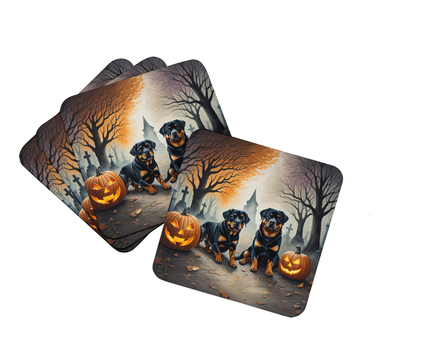 Yellow Labrador Retriever Spooky Halloween Foam Coasters