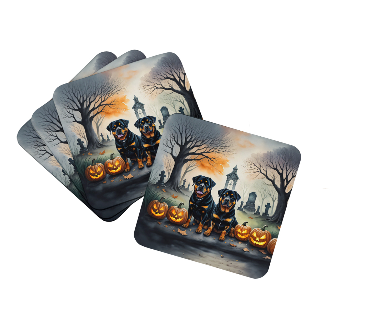 Yellow Labrador Retriever Spooky Halloween Foam Coasters